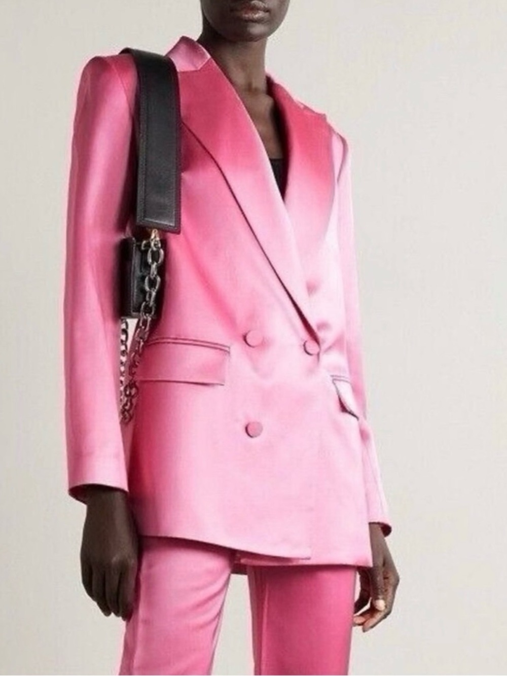 A.L.C Double Breasted Satin Blazer  & Cropped Pants Pastel Pink Size US 4